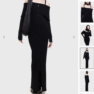 Killstar Shadow Empress Black Ribbed Knit Maxi Dress Large US 10-12